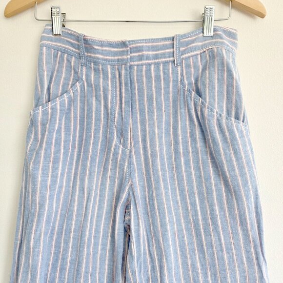 Max Studio London Coastal Linen Blend Striped Wide Leg Pants - Picture 4 of 9